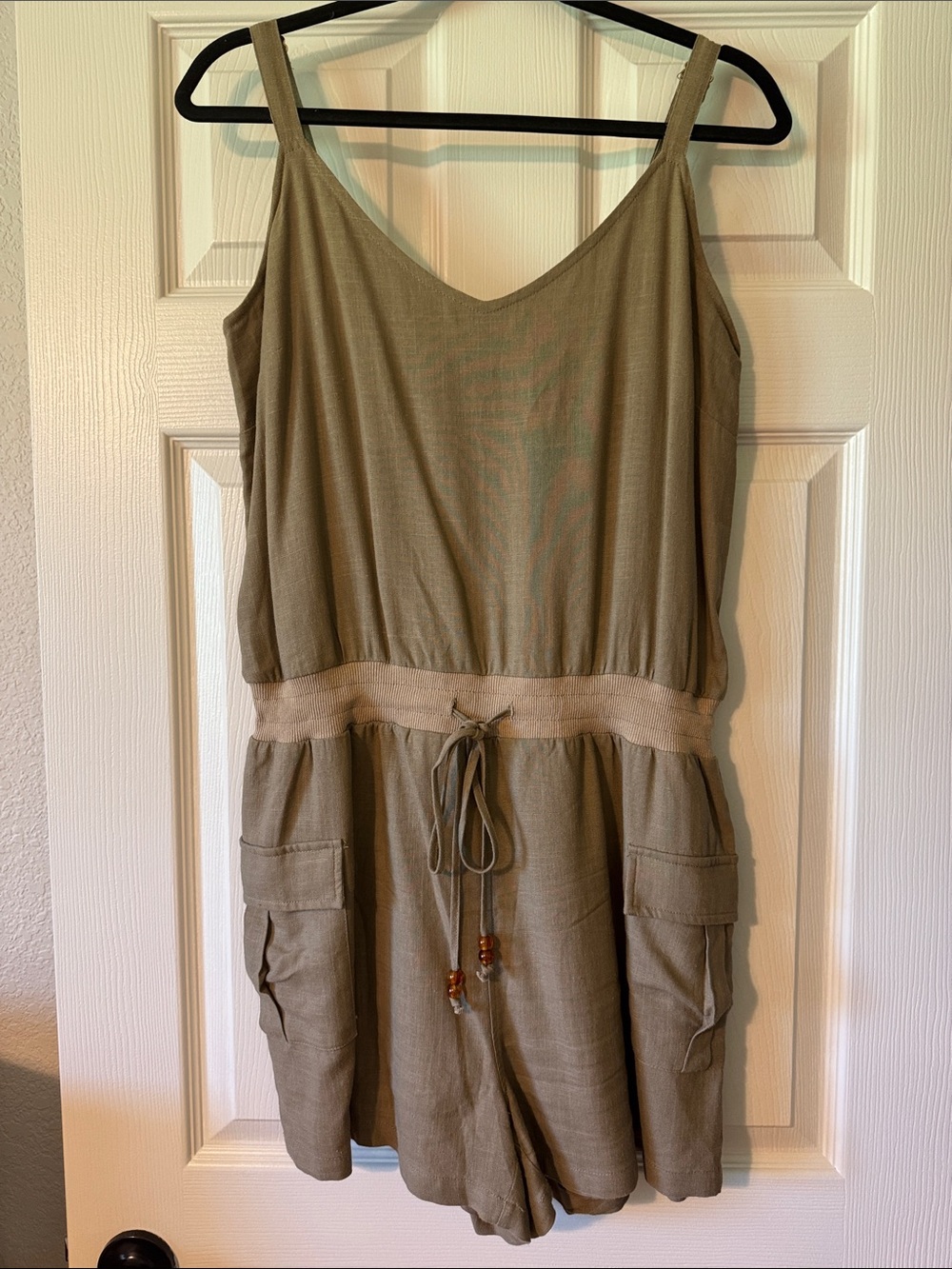 Heartloom Olive Utility Romper with Drawstring Waist